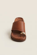 Toe Ring Flatform Sandals - Tan Matte
