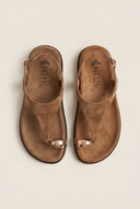 Toe Ring Sandals Buckle Strap - Taupe Suede
