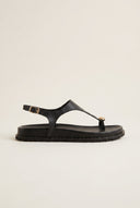 Toe Ring Sandals Buckle Strap - Black Matte