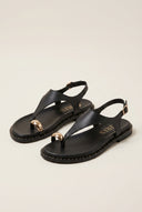 Toe Ring Sandals Buckle Strap - Black Matte