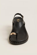 Toe Ring Sandals Buckle Strap - Black Matte