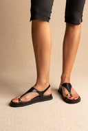 Toe Ring Sandals Buckle Strap - Black Matte