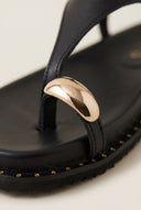 Toe Ring Sandals Buckle Strap - Black Matte