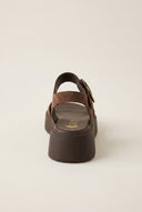 Flatform Sandals Ankle Strap - Brown Suede