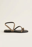 Toe Ring Sandals Chain Detail - Black Matte