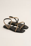Toe Ring Sandals Chain Detail - Black Matte