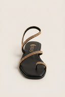 Toe Ring Sandals Chain Detail - Black Matte