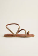 Toe Ring Sandals Chain Detail - Tan Matte
