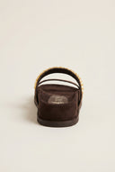 Flatform Sandals Chain Detail - Brown Suede