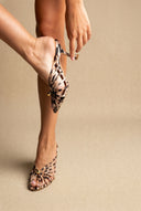 Pearl Strap Mules Slim salto - Leopardo Satin