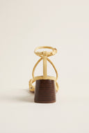 Toe Ring Sandals Low Block Heel - Yellow Suede