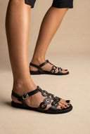 com tachas Sandálias fivela Strap - Preto Matte
