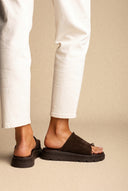 Toe Ring Flatform-Sandalen – Dark Brown Veloursleder