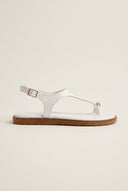 Toe Ring Sandals Metal Detail - White Matte