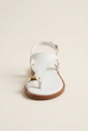 Toe Ring Sandals Metal Detail - White Matte