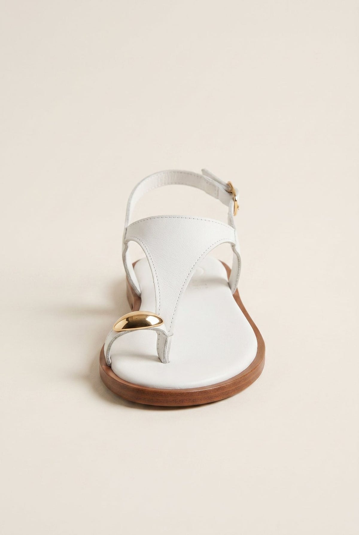 Toe Ring Sandals Metal Detail - White Matte