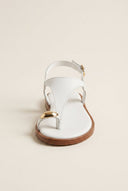Toe Ring Sandals Metal Detail - White Matte