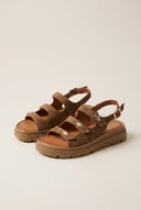 Buckle Strap Sandals - Taupe Suede