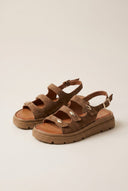 Buckle Strap Sandals - Taupe Suede
