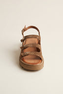 Buckle Strap Sandals - Taupe Suede