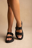 Sandálias flatform fivela Straps - Preto Matte