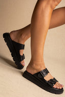 Sandálias flatform fivela Straps - Preto Matte
