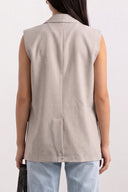 Oversized Vest Button Closure - Taupe