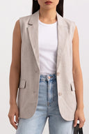 Oversized Vest Button Closure - Taupe