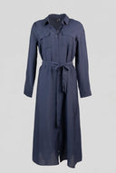 Shirt Dress Belted Maxi - Dark Blue