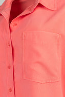 Asymmetric Long Shirt Pocket Detail - Coral