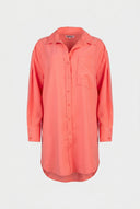 Asymmetric Long Shirt Pocket Detail - Coral