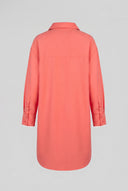Asymmetric Long Shirt Pocket Detail - Coral