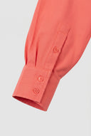 Asymmetric Long Shirt Pocket Detail - Coral