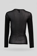 Sheer Long Sleeve Top Fitted - Black