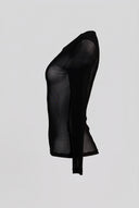 Sheer Long Sleeve Top Fitted - Black