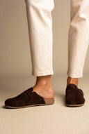 Clogs Buckle Detail - Brown Suede