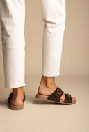Buckle Strap Sandalen – Brown Veloursleder