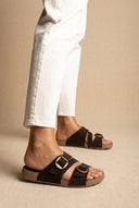 Buckle Strap Sandalen – Brown Veloursleder