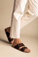 Buckle Strap Sandalen – Brown Veloursleder