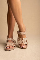 Velcro Strap Sandals - Rosegold Lizard