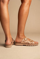 Σανδάλια με λουρί και αγκράφα - Rosegold Lizard