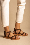 Toe Ring Sandalen Ankle Strap – Brown Veloursleder