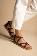 Toe Ring Sandalen Ankle Strap – Brown Veloursleder