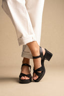 Sandalen mit Knöchelriemen – Schwarz matt