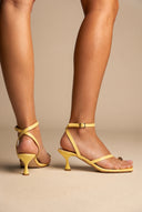 Toe Ring Sandals Kitten Heel - Lemon
