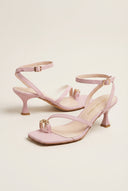 Toe Ring Sandals Kitten Heel - Pink Matte