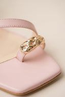 Toe Ring Sandals Kitten Heel - Pink Matte