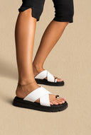 Toe Ring Flatform Sandali - Bianco Opaco