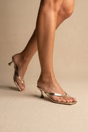 Thong Sandals Kitten Heel - Light Gold