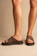 Toe Ring Flatform Sandals - Brown-Toe Ring Flatform Sandals - Brown